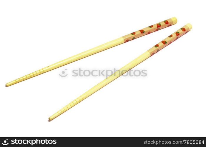 Pair of chopsticks isolated on white