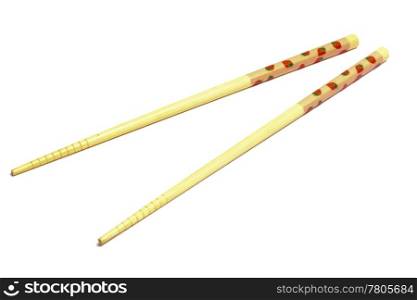 Pair of chopsticks isolated on white