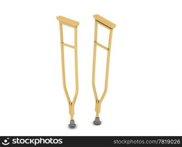 pair of crutches orthopedic equipment isolated on white background