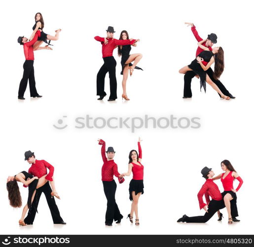 Pair of dancers isolated on the white