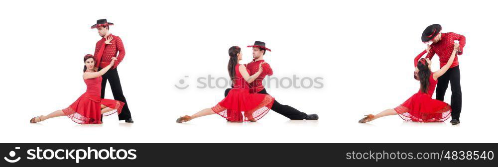 Pair of dancers isolated on the white