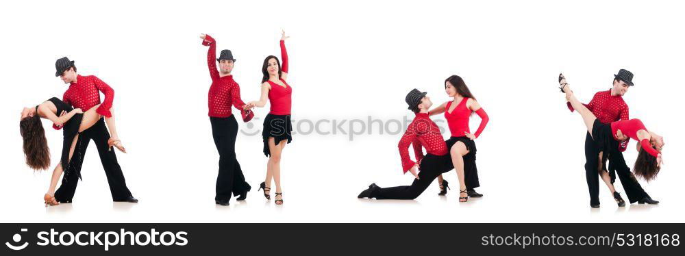 Pair of dancers isolated on the white