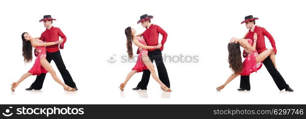 Pair of dancers isolated on the white