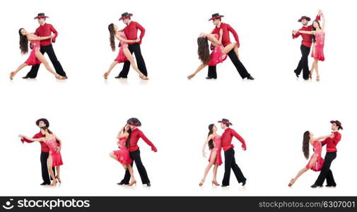 Pair of dancers isolated on the white