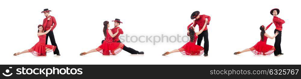 Pair of dancers isolated on the white