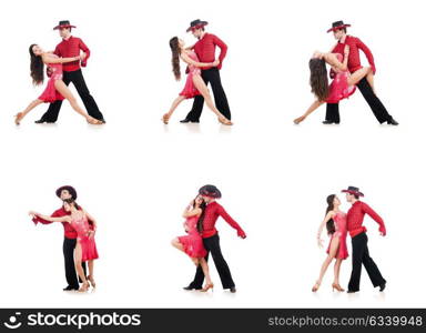 Pair of dancers isolated on the white