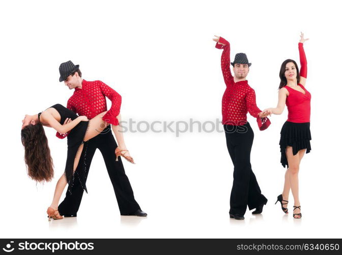 Pair of dancers isolated on the white