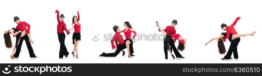 Pair of dancers isolated on the white