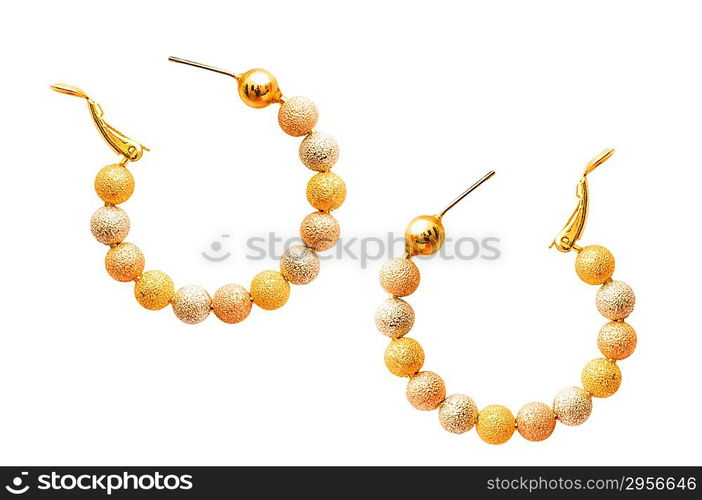 Pair of earrings isolated on the white background