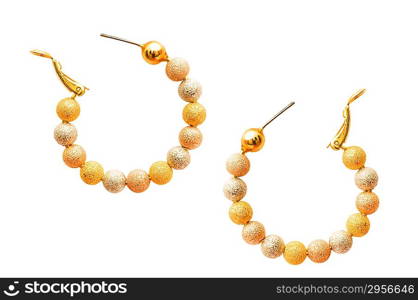 Pair of earrings isolated on the white background