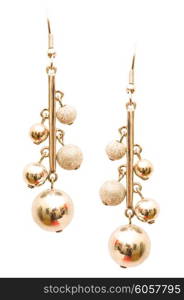 Pair of earrings isolated on the white background