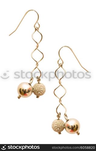 Pair of earrings isolated on the white background