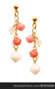 Pair of earrings isolated on the white background