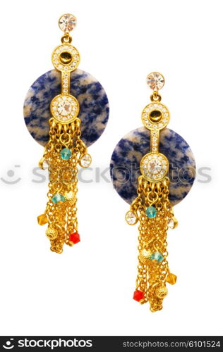 Pair of earrings isolated on the white background