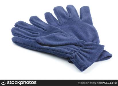 Pair of fleece gloves isolated on white