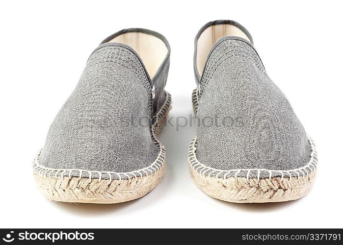 pair of gray men sneakers isolated on white background