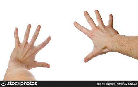 Pair of isolated hands, gesturing stop signal
