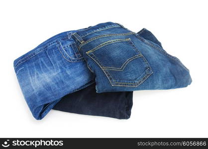 Pair of jeans isolated on the white background