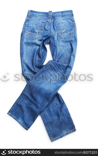 Pair of jeans isolated on the white background