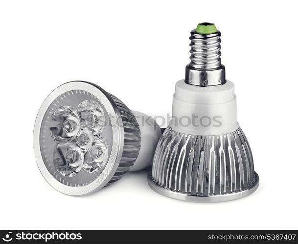 Pair of LED light bulbs isolated on white