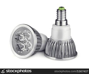 Pair of LED light bulbs isolated on white