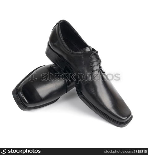 Pair of man&acute;s black shoes isolated on white background