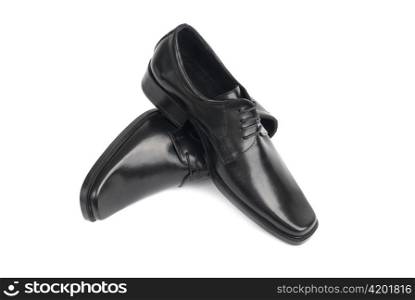 Pair of man&acute;s black shoes isolated on white background
