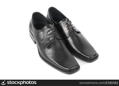 Pair of man&rsquo;s black shoes isolated on white background