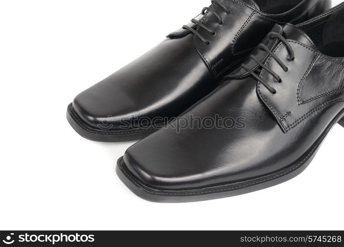 Pair of man&rsquo;s black shoes isolated on white background