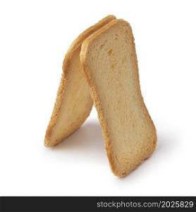 Pair of melba toast isolated on white background