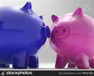 Pair Of Pigs Showing Exchange And Wealth