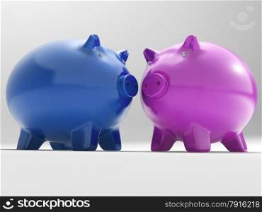 Pair Of Pigs Showing Savings Banking And Money