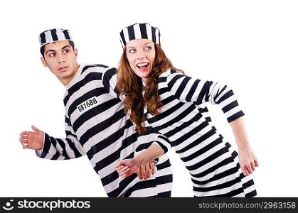 Pair of prisoners isolated on white