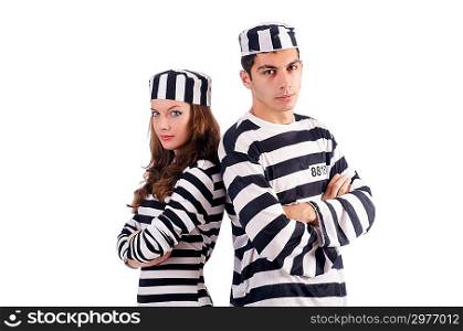 Pair of prisoners isolated on white