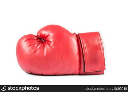 Pair of red leather boxing gloves isolated on over white background