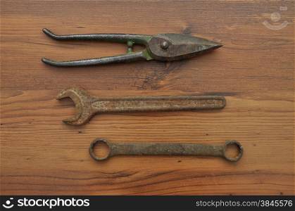 Pair of snips and wrenches