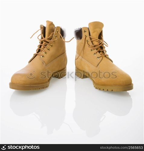 Pair of tan construction boots.