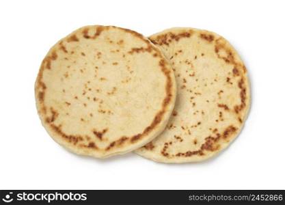 Pair of traditional Moroccan pancake batbot isolated on white background