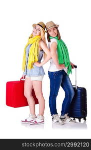 Pair of young students travelling