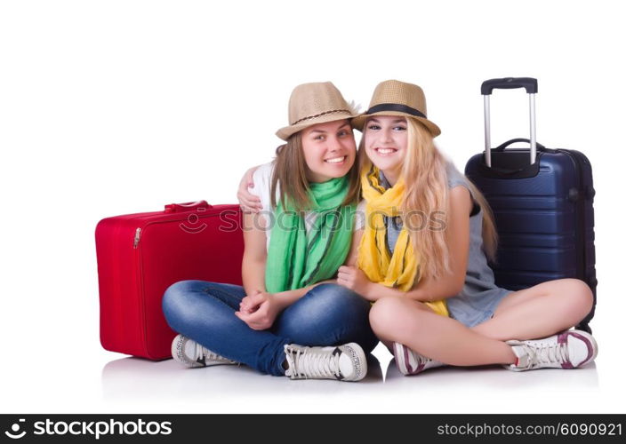 Pair of young students travelling