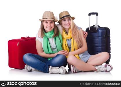 Pair of young students travelling