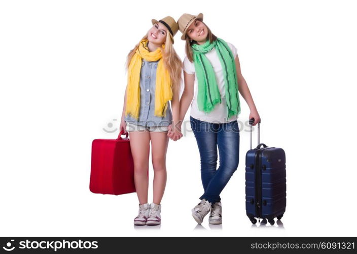 Pair of young students travelling