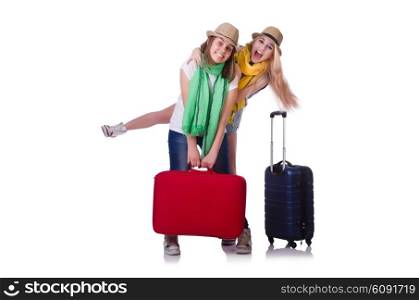 Pair of young students travelling