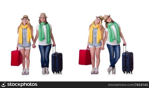 Pair of young students travelling