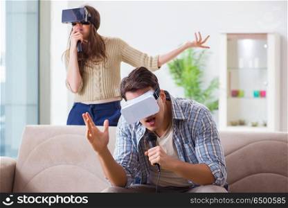 Pair singing karaoke with virtual reality glasses