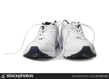 Pair white of trainers on isolated background