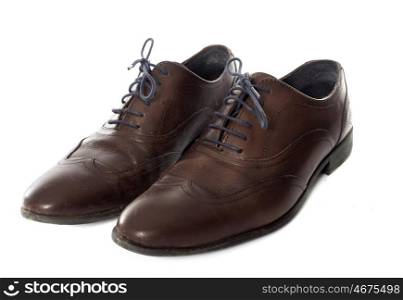 paire of man shoes in front of white background