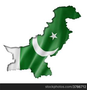 Pakistan flag map, three dimensional render, isolated on white
