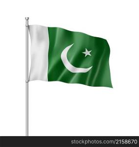 Pakistan flag, three dimensional render, isolated on white. Pakistani flag isolated on white