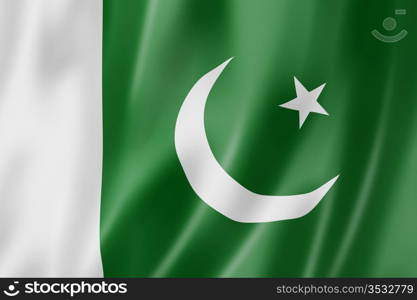 Pakistan flag, three dimensional render, satin texture. Pakistani flag